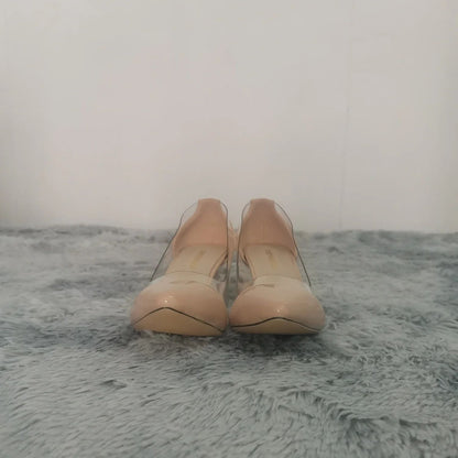 Women Patent Leather Sexy Pumps 2025 Autumn PVC Transparent 5cm Low Heel Pointed Toe Slip-on Thin High Heels Party Wedding Shoes