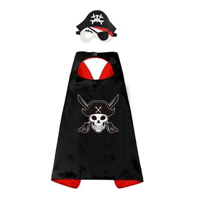 3-12Y  Pirate Skull Cape Toddler Play House Dress Up Cape Printed Pattern Holiday Performance Fashion Suit Halloween Party Gift
