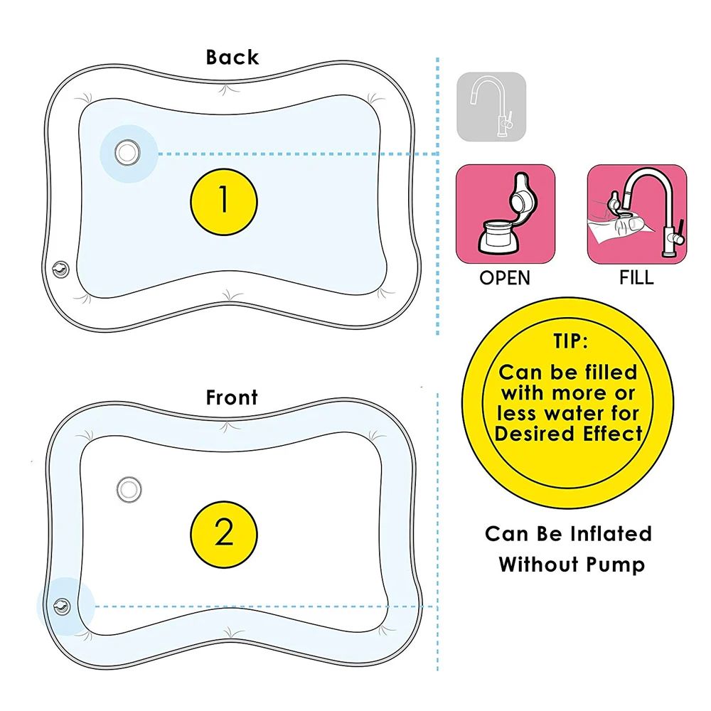 Almofada de Atividades Aquáticas Criativas para Bebês Tapete Inflável para Barriga para o Desenvolvimento Sensorial Brinquedos de Atividades Aquáticas para Bebês e Crianças Pequenas