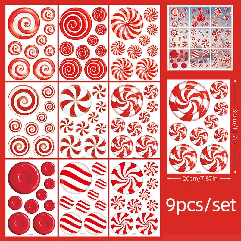 Christmas Gingerbread Man & Candy Cane Window Stickers - Sweet Holiday Decals for Bedroom Living Room Glass Holiday Home Decor