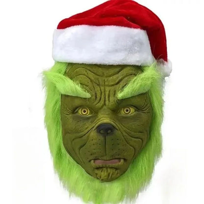 2024 New Christmas Costume Cosplay Clothes Dress Up Santa Claus Weird Green Haired Monster Grinch Party Performance Costume