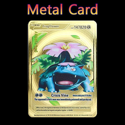 Pokémon 183200 Pontos Alto HP Cartas de Metal Douradas Pretas Inglês Francês Vmax Mega GX Coleção de Cards Charizard Pikachu Mewtwo