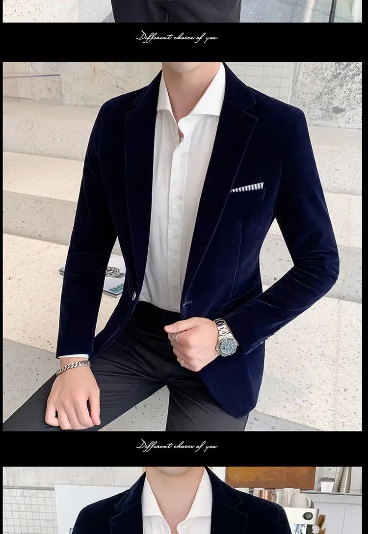 Mens Blazer Men's Fashion Business Corduroy Shirt Gentleman British Style Casual Slim-fit Wedding Work  Mens Blazer Jacket  5XL