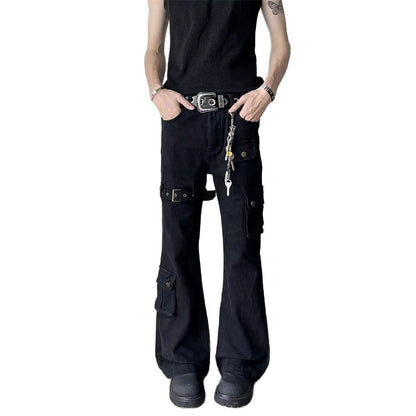 Calça Jeans Boca de Sino Masculina e Feminina, Ajustada, Estilo Fino, Casual, Fashion de Rua, da China Continental
