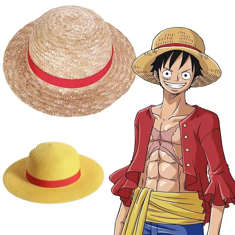 Chapéu de Sol Chapéu Luffy para Mulheres e Homens, Acessório de Cosplay de Desenho Animado One Piece, Chapéu de Palha Luffy, Chapéu para Pais e Filhos