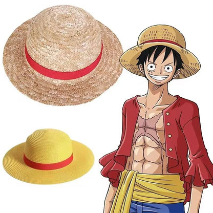 Chapéu de Sol Chapéu Luffy para Mulheres e Homens, Acessório de Cosplay de Desenho Animado One Piece, Chapéu de Palha Luffy, Chapéu para Pais e Filhos