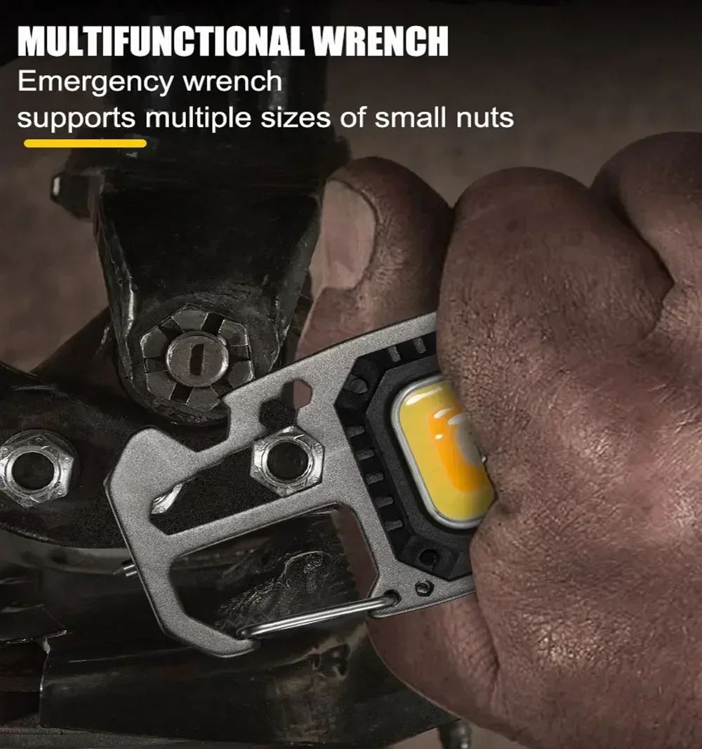 Mini LED Portable Keychain Flashlight Outdoor COB Work Light Emergency Lighting With Window Hammer Bottle Opener Lamp Camping