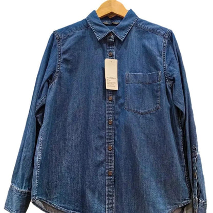 Women's Soft Denim Shirt Long Sleeve Autumn Washing Product Thin Jacket Air Conditioning Shirt 470735