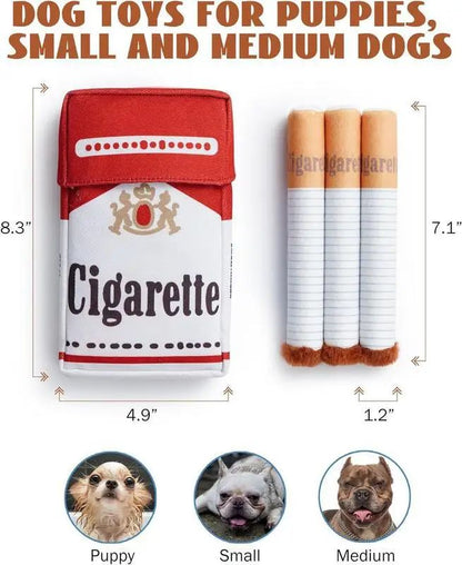 Brinquedos interativos engraçados de pelúcia para cães, design criativo de cigarro, brinquedo de mastigar que faz barulho para cães, o presente perfeito para cães brincarem
