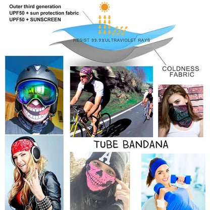 Cycling Face Mask Riding Scarf Breathable Skull Print Neck Gaiter Women Bandana Headwear Headband Snood Hiking Mask Balaclava