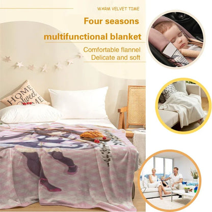 Anime Nekoparas Kawaii Cute Comfortable Flanne Blanket Soft comforter sets throw for Couch Warm Flannel Blankets Bedroom Décor