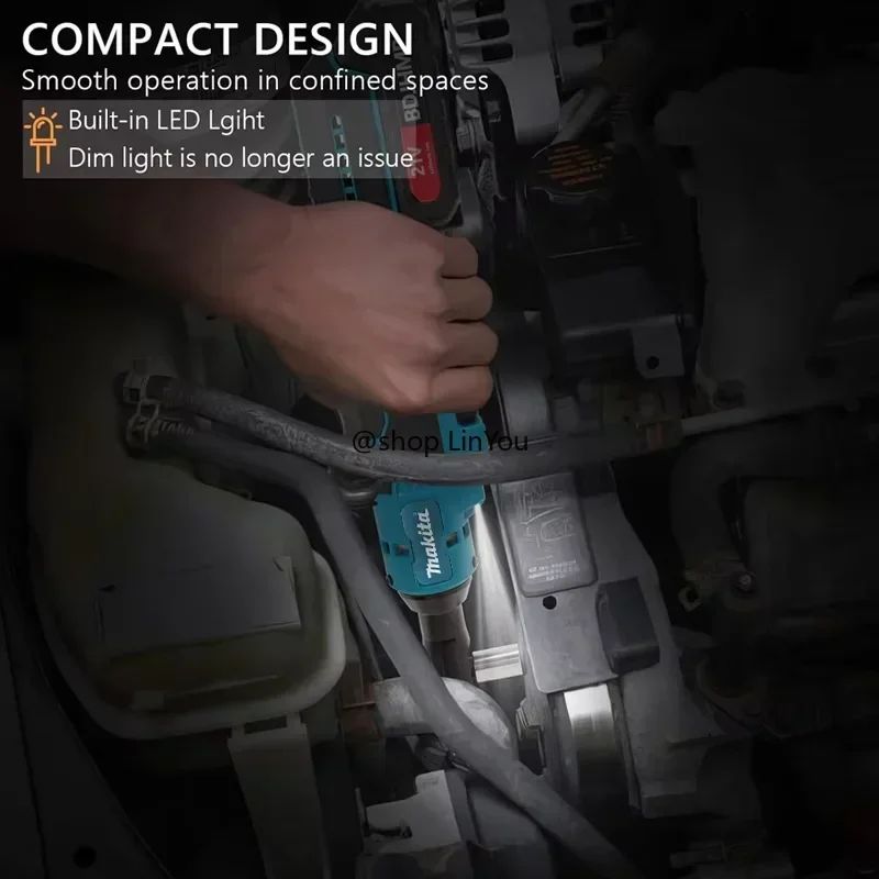 Chave de Catraca Angular Makita 18V Brushless Chave de Impacto sem Fio Multifuncional Velocidade Variável Chave de Força LED Ferramentas Elétricas