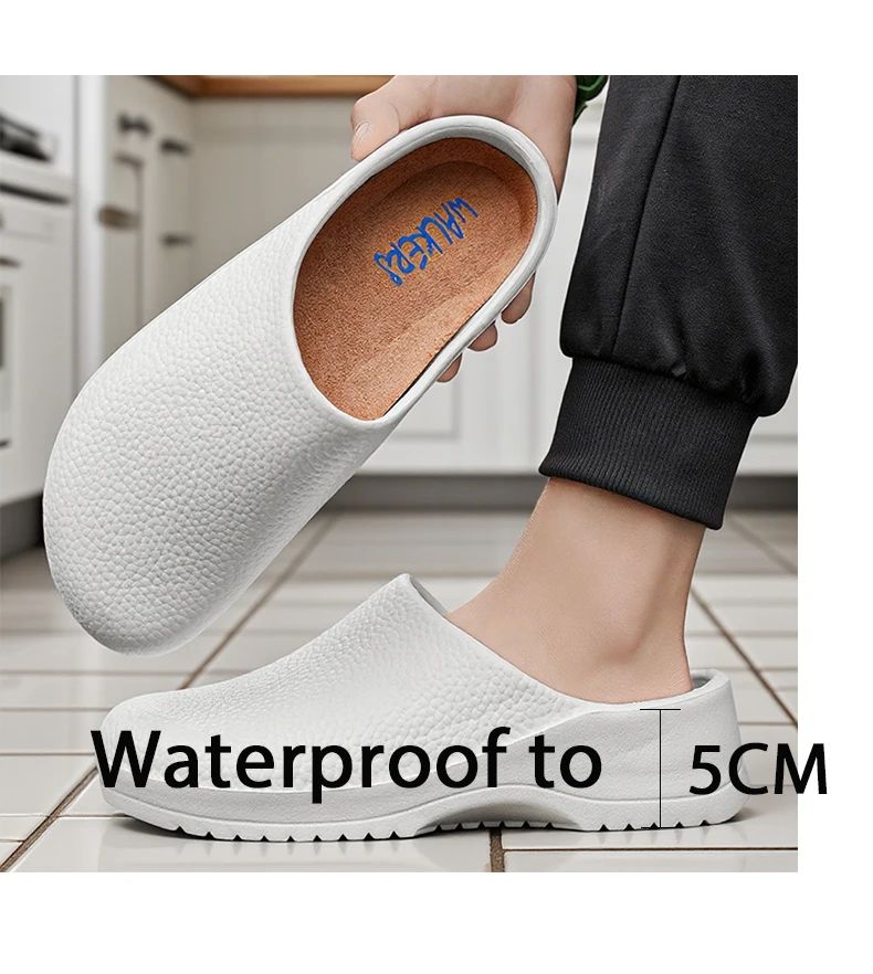 Kitchen Non-slip Oil-resistant Chef‘s Shoes Men's Waterproof Casual Flat Shoes Women's Slippers Couple Plus Size EVA Shoes