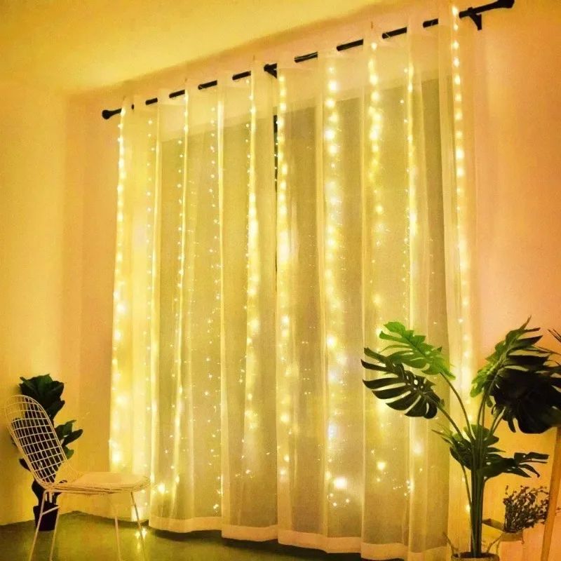 USB Curtain Lights - 8 Lighting Modes LED Fairy String Light for Christmas Halloween New Year Wedding Party Home Garden Decor