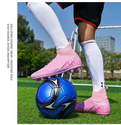 Red Male Football Boots Outdoor Training Football Field Cleats Man Lace-Up Anti-Slip Men’s Soccer Shoes Society botas de futbol