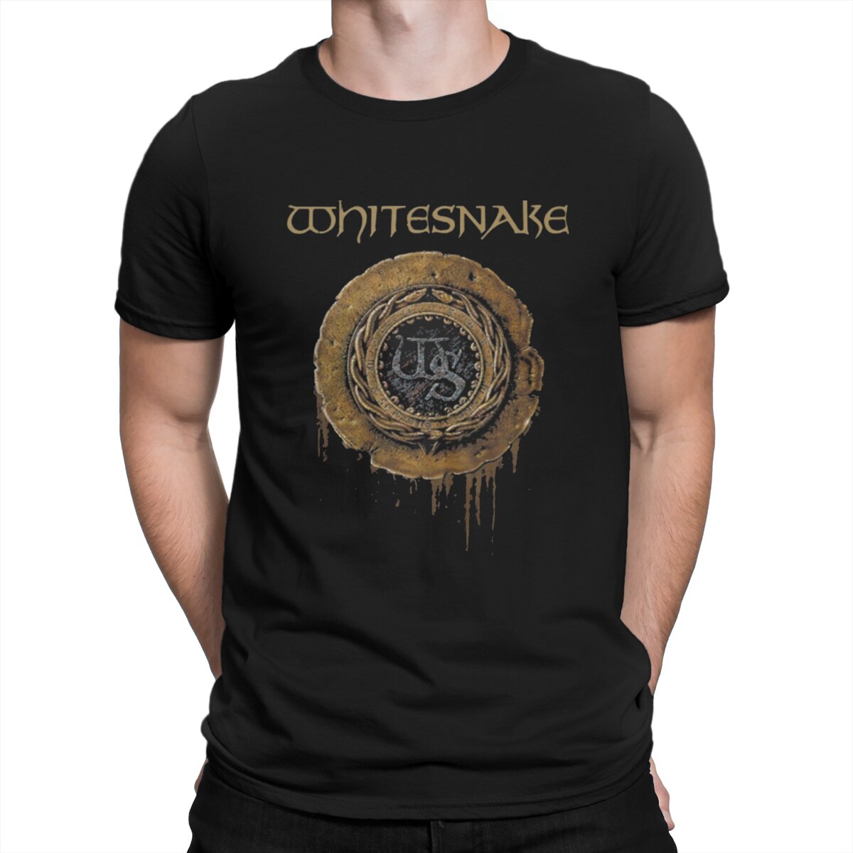 Whitesnake Creative TShirt for Men The Old Logo Round Neck Basic T Shirt Distinctive Birthday Gifts OutdoorWear