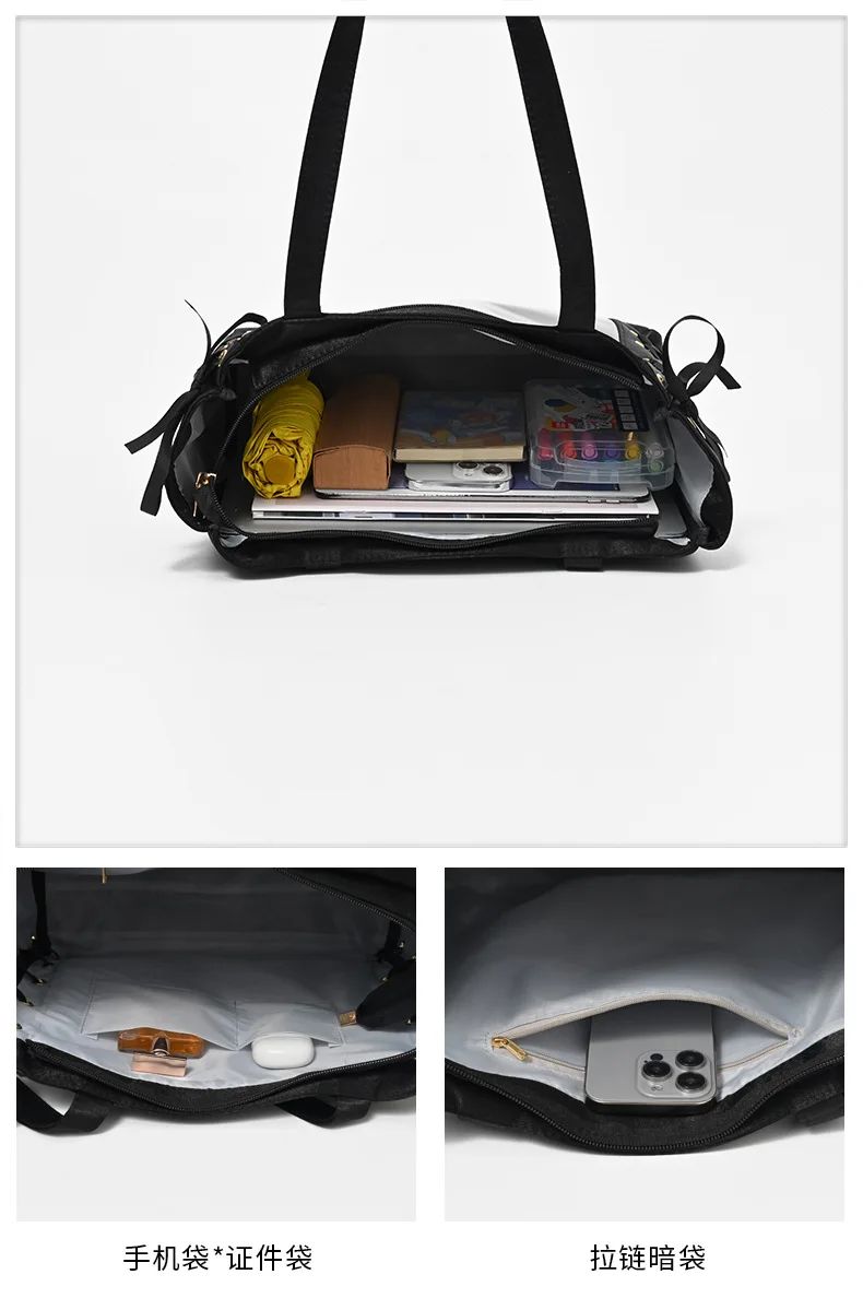 Japanese Kawaii Girls Itabag Large Capacity PU Leather Shoulder Bag Bow Ribbon Lolita JK Handbags Ita Bag Y2K Handbags Purse