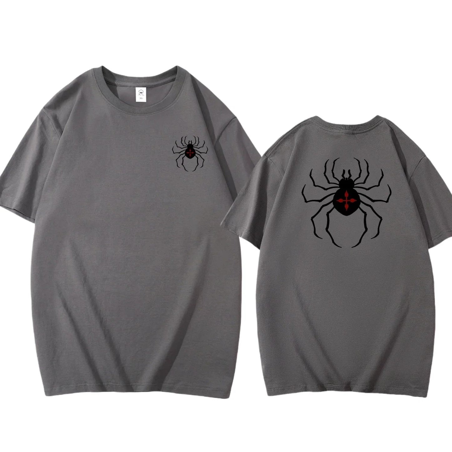 Pure Cotton Men's t shirt Y2k Spider Print T-shirt Casual Street Loose Women's T-shirt vintage graphic t shirts for men