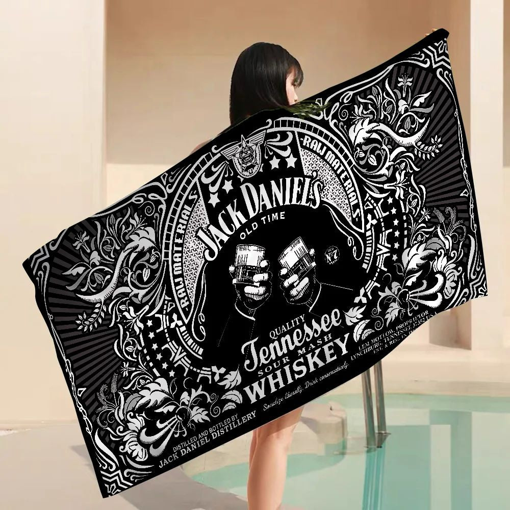 J-Jack-Daniels Microfiber Beach Towel Absorbent Quick Dry Soft Yoga Swimming Resort Mountain Climbing Towel