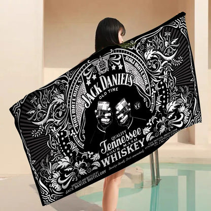 J-Jack-Daniels Microfiber Beach Towel Absorbent Quick Dry Soft Yoga Swimming Resort Mountain Climbing Towel