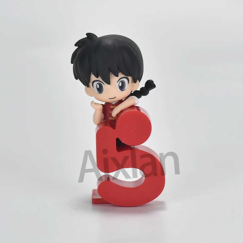 Aixlan 4 Peças Ranma 1/2 Figura Ranma Tendou Akane Versão Q Fofo PVC Boneco de Ação Anime Presente de Natal Estatueta Colecionável