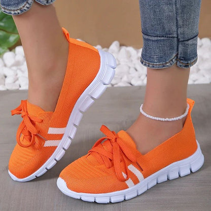 Fashion Striped Knitted Flats Women 2025 Summer Soft Sole Non Slip Walking Shoes Woman Plus Size 36-43 Low Heel Loafer Female