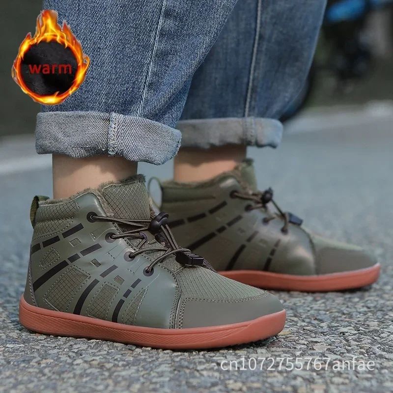 Fashion Kids Snow Boots Wide ToeBox Shoes Kid's Waterprof Barefoot Sneakers Boys Girls Warm Cotton Lightweight Non-slip Sneakers