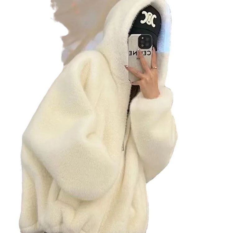 Winter New Short Fur Lined Leather Jacket Women's Hat Integrated Eco-friendly Lamb Fur Vest Women's Regular Style Coat