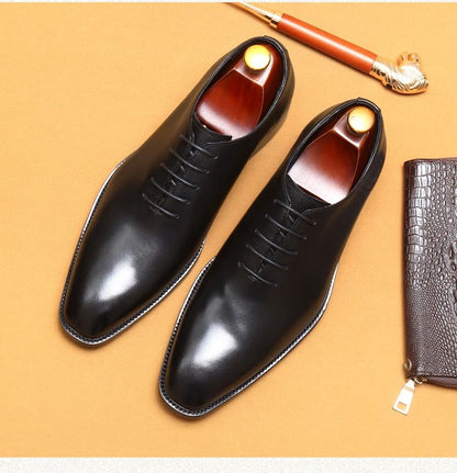 Italian Men's Formal Shoes Luxury Genuine Leather Handmade Quality Comfortable Elegant Black Wedding Social Oxfords Shoes Man