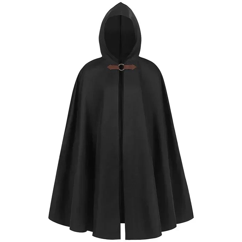Adult Unisex Short Renaissance Hooded Cape Velvet Archer Hunter Cloak Victorian Capelet Medieval Hobbit Halloween Costume