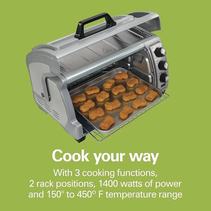 Forno Torradeira para 6 Fatias com Porta Basculante Coze Grelha Tosta Desligamento Automático Fácil Acesso 1400W Temporizador de 30 Minutos Eletrodoméstico de Cozinha