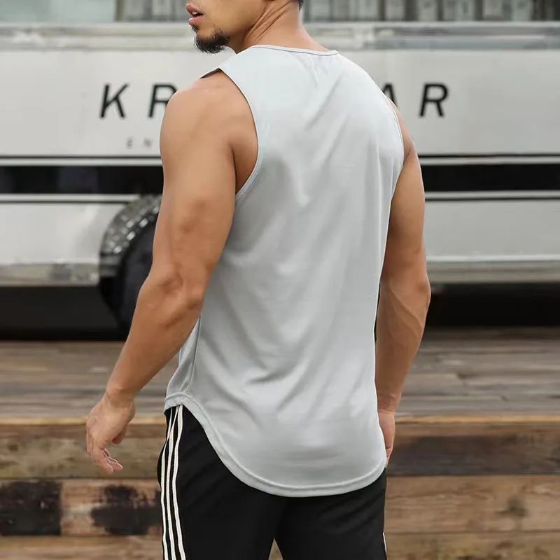 2025 Summer Plus Size Men Clothing Tank Tops Black White Gray Singlets Sleeveless Fitness Men Vest Casual Bodybuilding Vest New