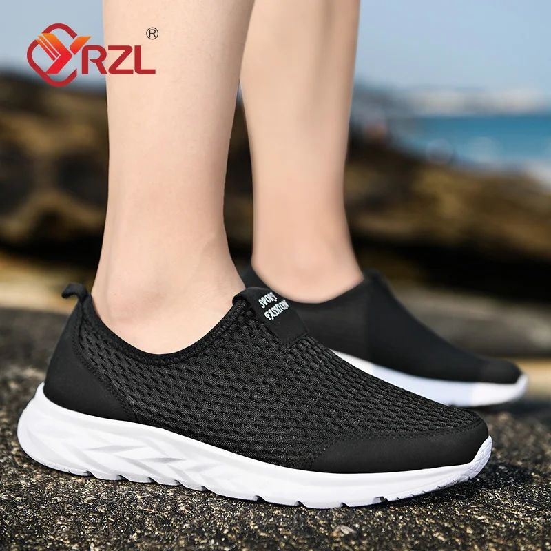 Tênis Masculino YRZL Respirável em Mesh, Casual, Antiderrapante para Uso Externo, Tamanho Grande, Loafer Leve para Caminhada, Calçado Masculino de Tênis