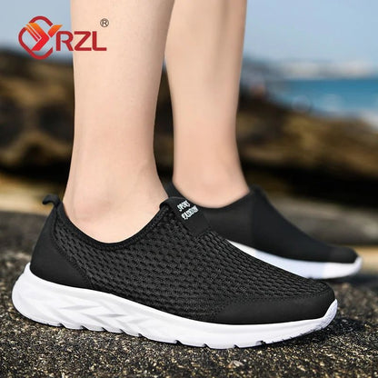 Tênis Masculino YRZL Respirável em Mesh, Casual, Antiderrapante para Uso Externo, Tamanho Grande, Loafer Leve para Caminhada, Calçado Masculino de Tênis
