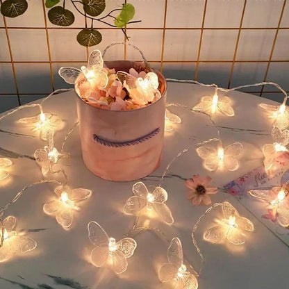 1.5M Butterfly LED Fairy Light String Garland Girls Butterfly Brithday Party Wedding Spring Home Decorations Kids Christmas Gift