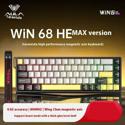 Teclados Win60 Win68 Aula com Teclas Magnéticas 8K, Teclado Mecânico para Jogos, Teclado com Fio para Esports com Luz RGB e Hot-Swap para PC Gamer (Presente)
