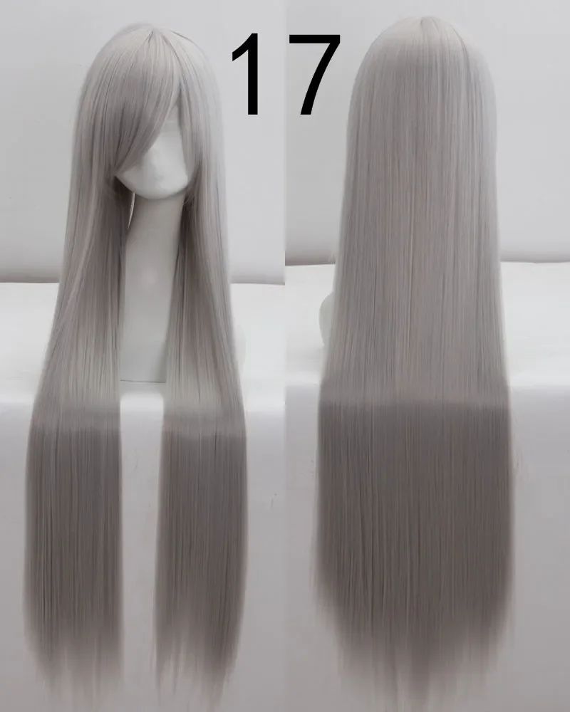 Pink 100Cm Long Staight Cosplay Wig Heat Resistant Synthetic Hair Anime Party wigs 42 color Colourful White