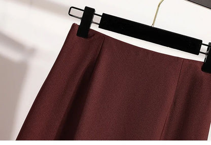 A-Line Mini Skirt High Waist Mid Length Skirts Women's Slimming Black Autumn Elastic Waist Design Solid Color Versatile Skirt