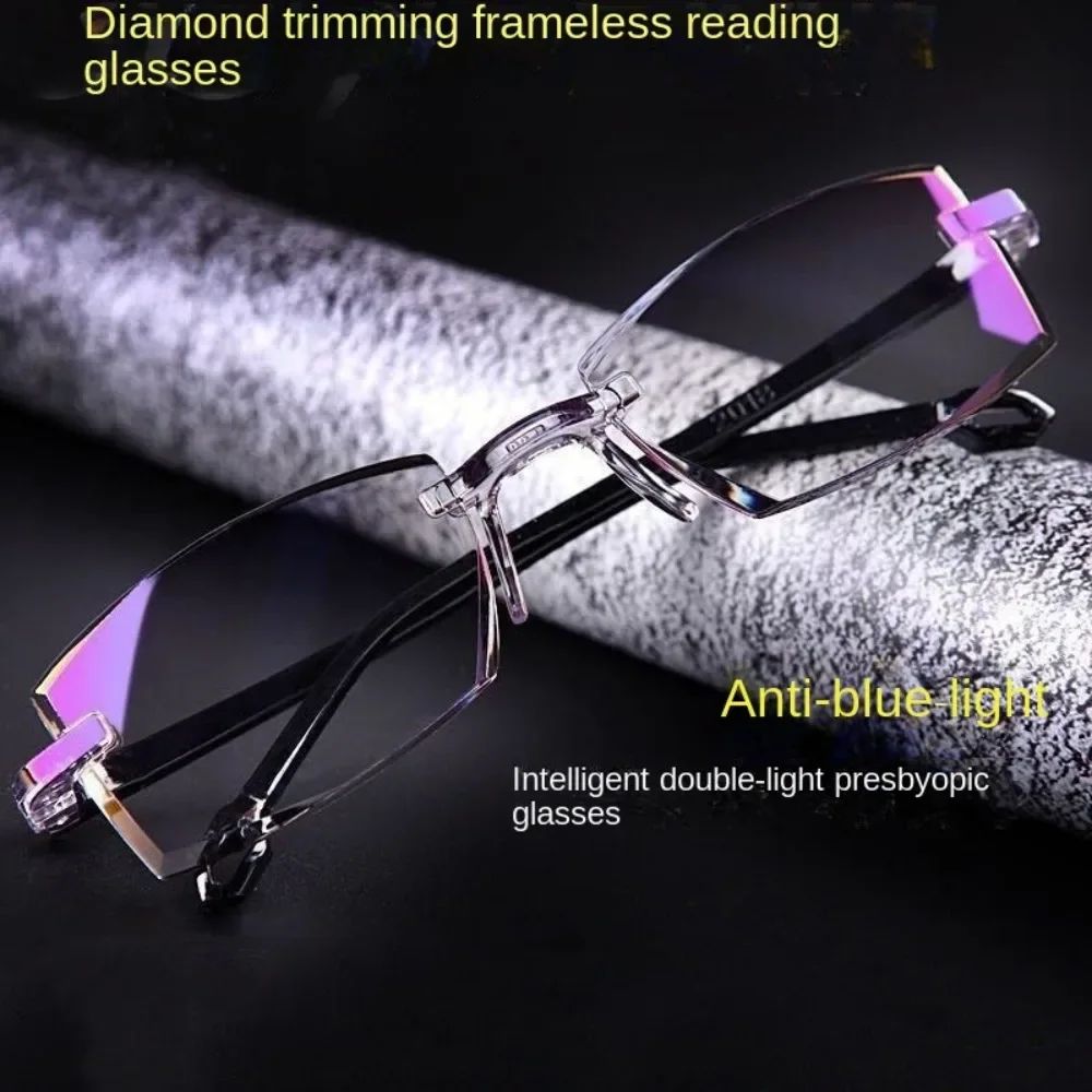 Óculos de Leitura Progressivos Bifocais 2024 Bloqueadores de Luz Azul Masculinos com Corte de Diamante Multifocais Ultraleves Sem Aro