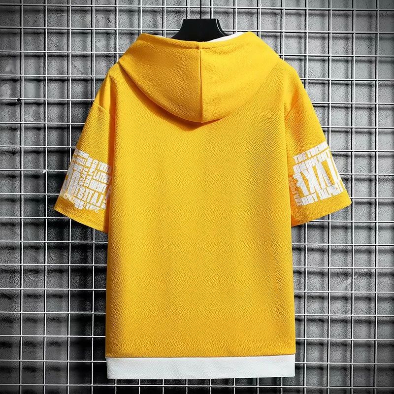 Summer Thin Men's Sports Suit 2-piece Set Casual Hooded Quick Dry Running Exercise Clothes Short Sleeve Shorts
