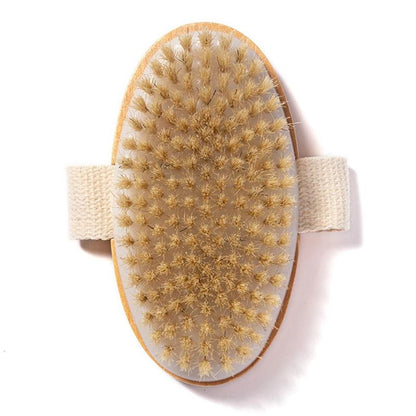 Escova de Cerdas Naturais Macia para Pele Úmida ou Seca, Escova de Massagem Corporal para SPA e Banho