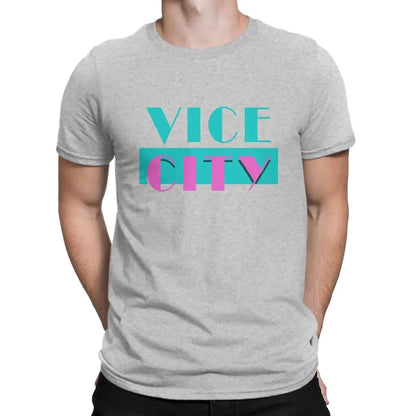 Theft Auto Creative TShirt for Men Vice City Round Neck Pure Cotton T Shirt 2024 Distinctive Birthday Gifts Streetwear GTA Grand