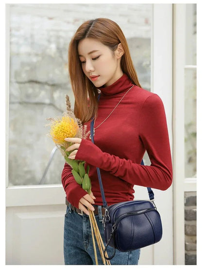 Fashion Soft Leather Crossbody Bags for Women 2025 Casual Female Multi Pocket Messenger Bags Retro Handbags Ladies Shoulder Bags
