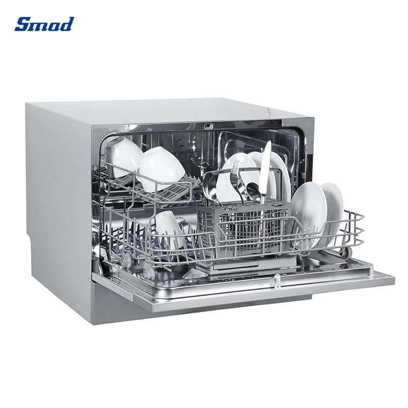 Portable Mini Countertop Dishwasher 6 Place Settings Compact Electric Dish Washing Machine for Home Apartment Dorm Kitchen