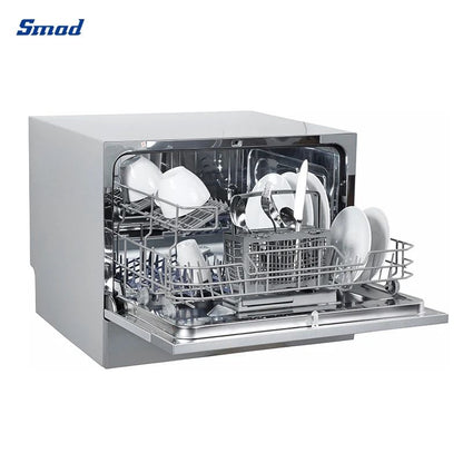 Portable Mini Countertop Dishwasher 6 Place Settings Compact Electric Dish Washing Machine for Home Apartment Dorm Kitchen