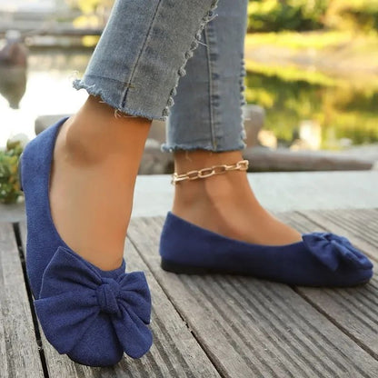 Women's Flat Shoes 2025 Hot Sale Ladies Slip on Flats Outdoor Women Round Toe Bow Tie Soft Bottom Plus Size Shallow Shoes Female