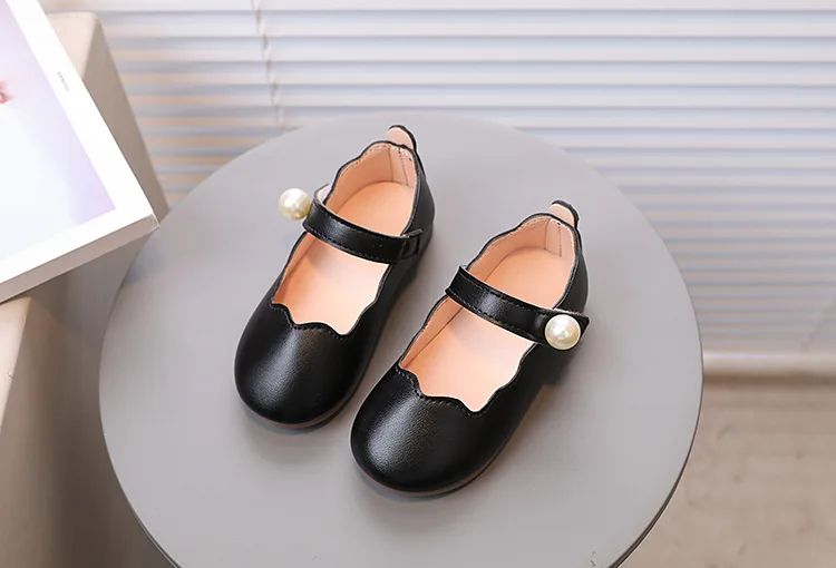 Girls Black Leather Shoes for Wedding Party Back To School Flats Kids Mary Janes Simple Classic Soft Anti-skid Kids Casual Shoes