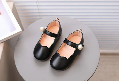 Girls Black Leather Shoes for Wedding Party Back To School Flats Kids Mary Janes Simple Classic Soft Anti-skid Kids Casual Shoes