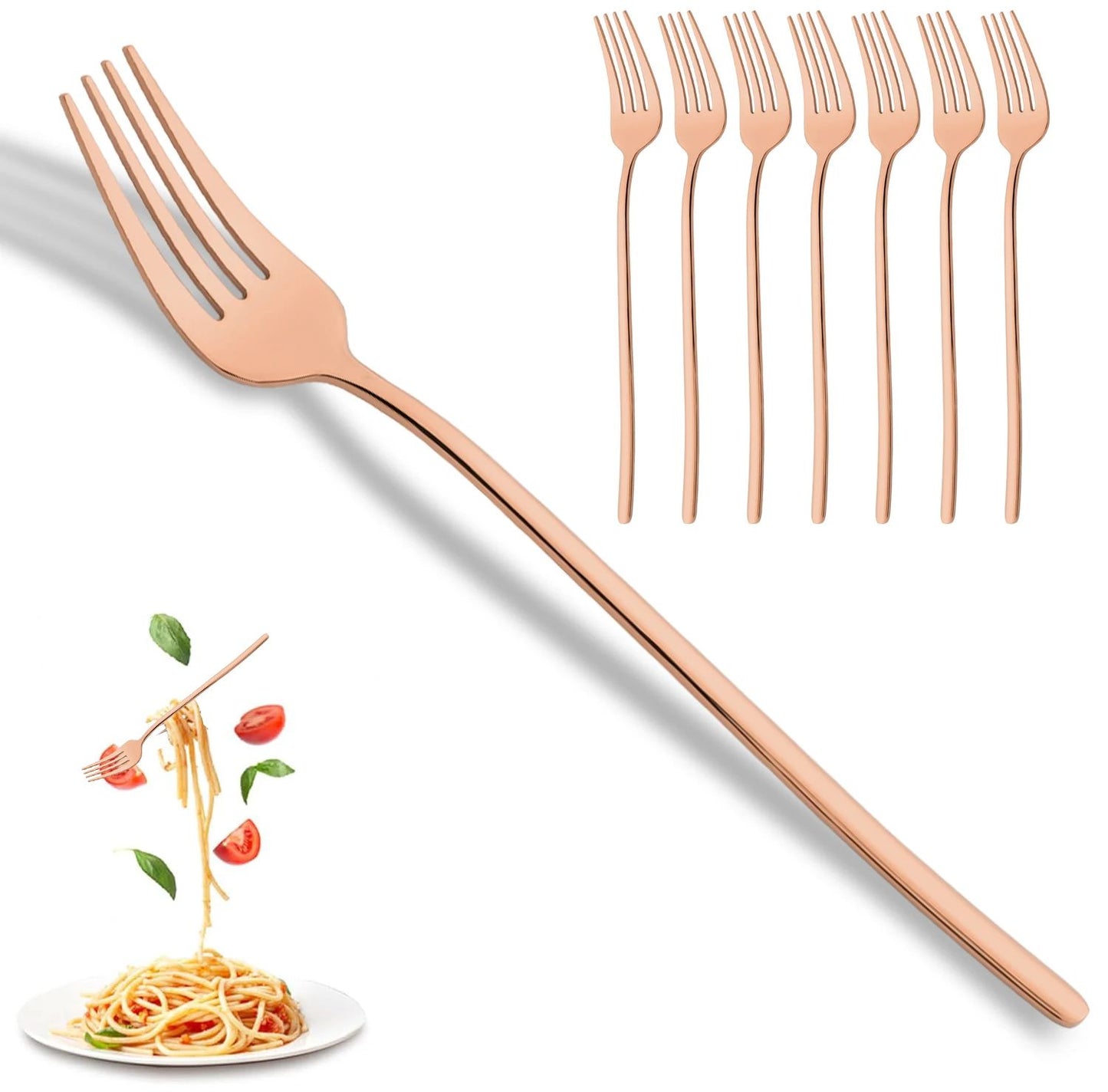 8 Garfos de Jantar Pretos Talheres Aço Inoxidável 18/10 Utensílios de Cozinha Ocidentais Conjunto de Garfos para Restaurante