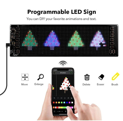 Placa de LED programável Painel de LED matricial de pixel Telas de exibição flexíveis RGB Carro Texto rolável Animação Sinalização Loja Lembrete Luz